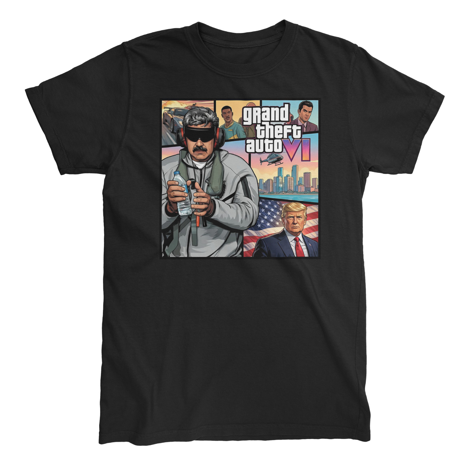 MADURO CAPTURED GTA T-Shirt Black S-3XL Trump Venezuela USA US Forces Gift Funny