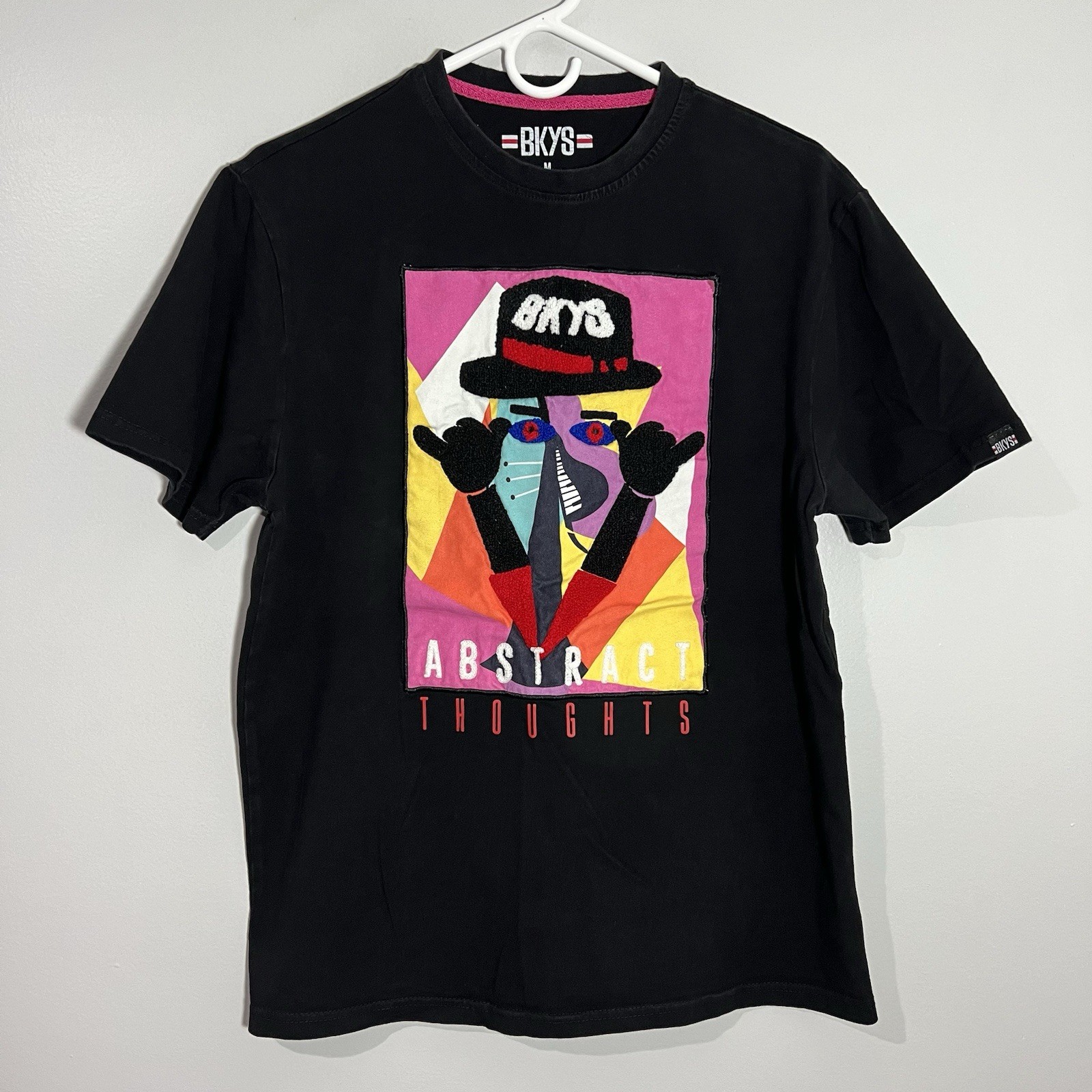 BKYS Abstract Thoughts Black Multi Color Short Sleeve T-Shirt Mens Medium