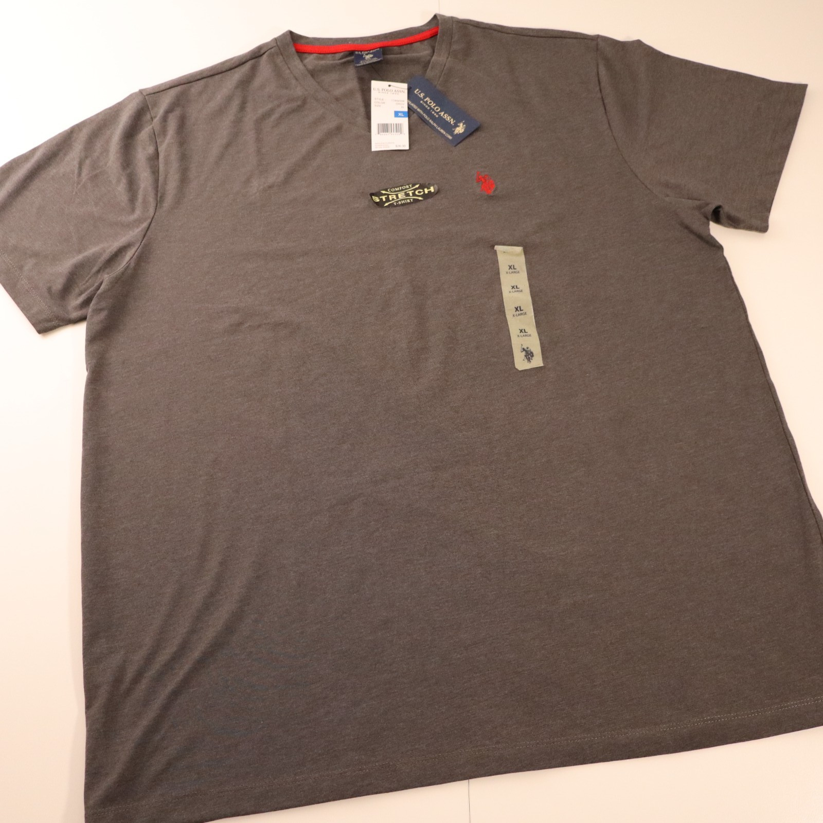 U.S. Polo Assn. Men’s V-Neck Tee Light Gray Heather Size XL Blend NEW