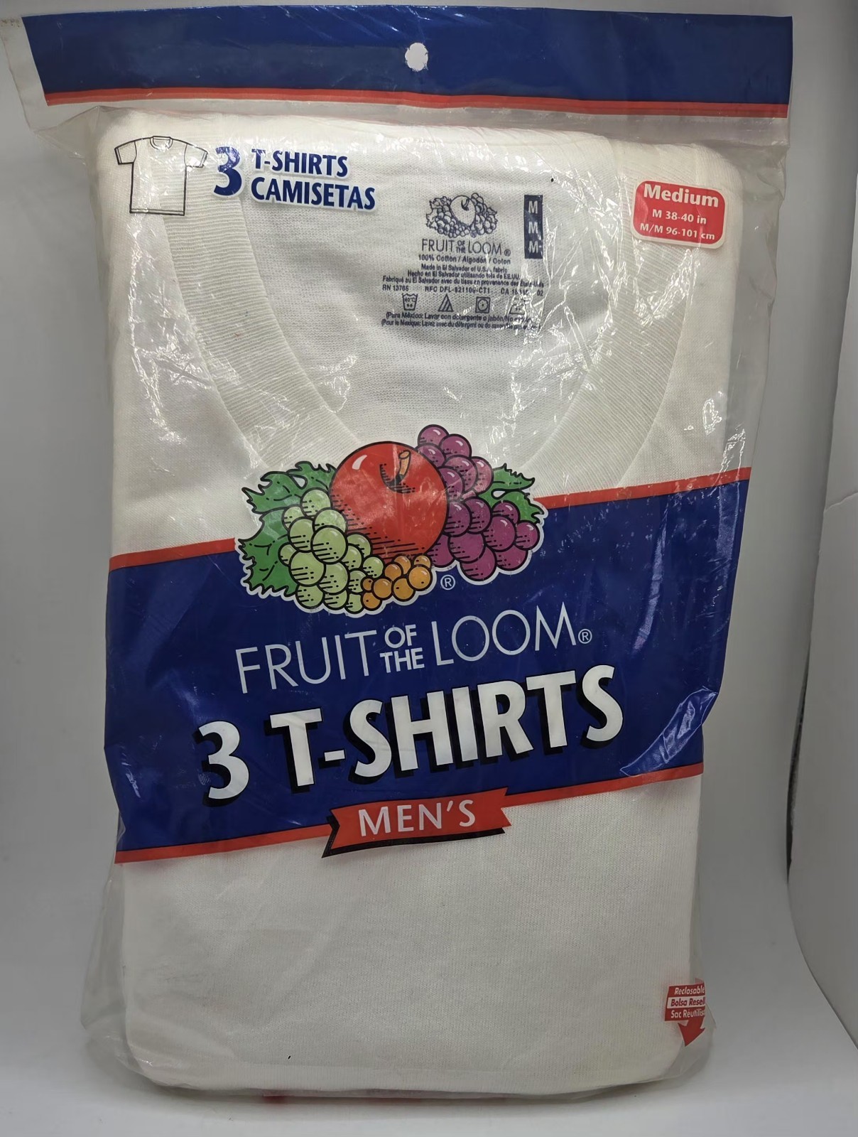 Vintage 2006 Fruit of the Loom Men’s 3 Pack White Crew Tee Shirts Medium