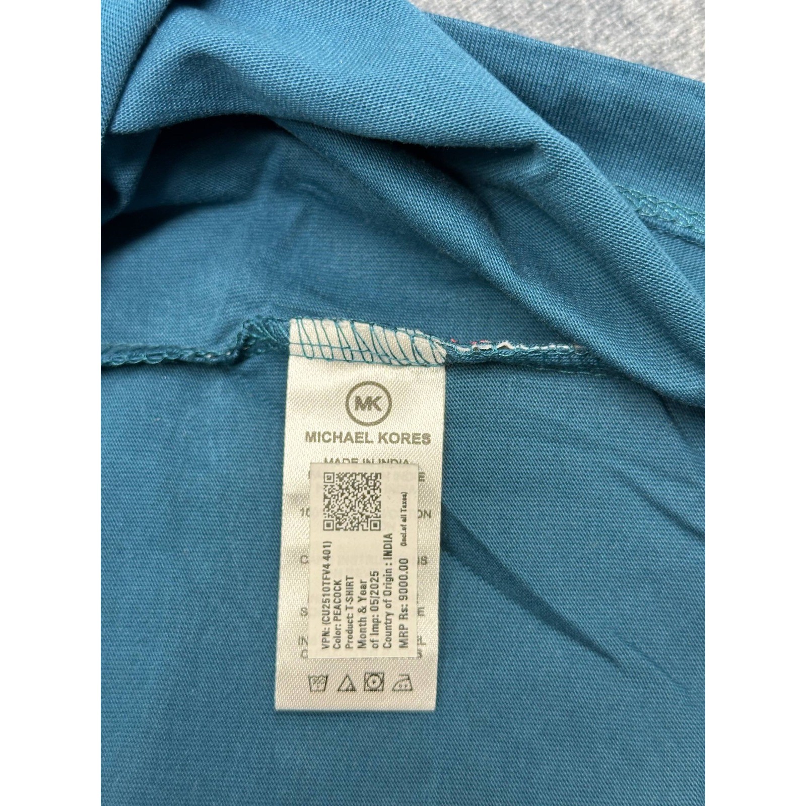Michael Kors Mens Peacock Blue Graphic Wave Logo T-Shirt M NEW