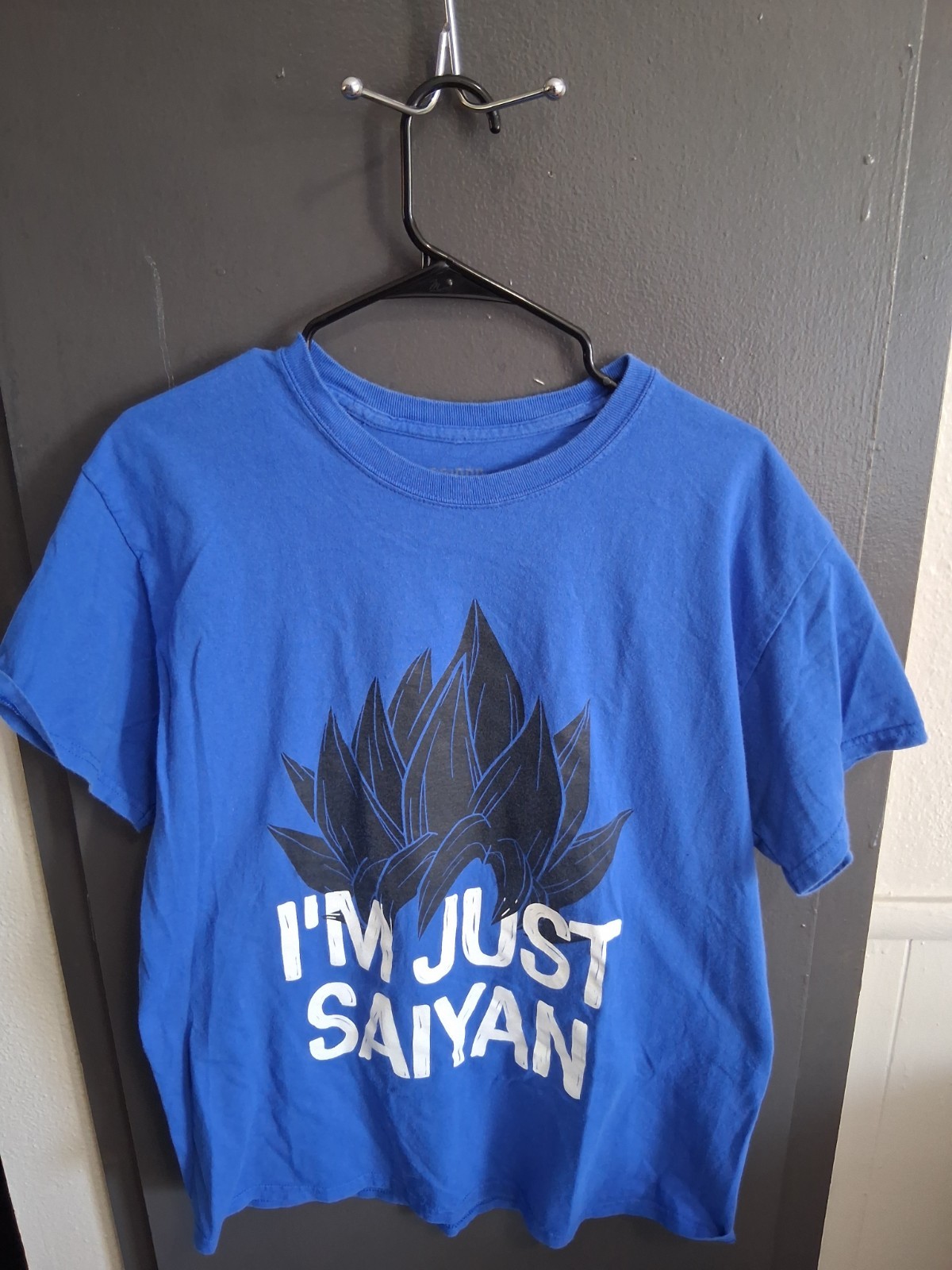 Brisco Brands Mens Large I’m Just Saiyan Dragon Ball Z Goku Blue Graphic T-Shirt