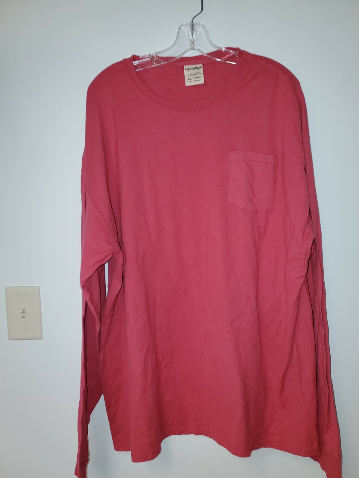 ComfortWash by Hanes – Garment Dyed Long Sleeve Pocket T-Shirt red 2XL NEW
