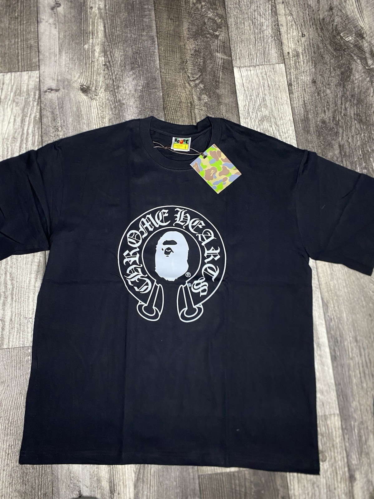 A Bathing Ape BAPE Baby Milo Black Graphic Logo Crew Neck T-Shirt Men’s L