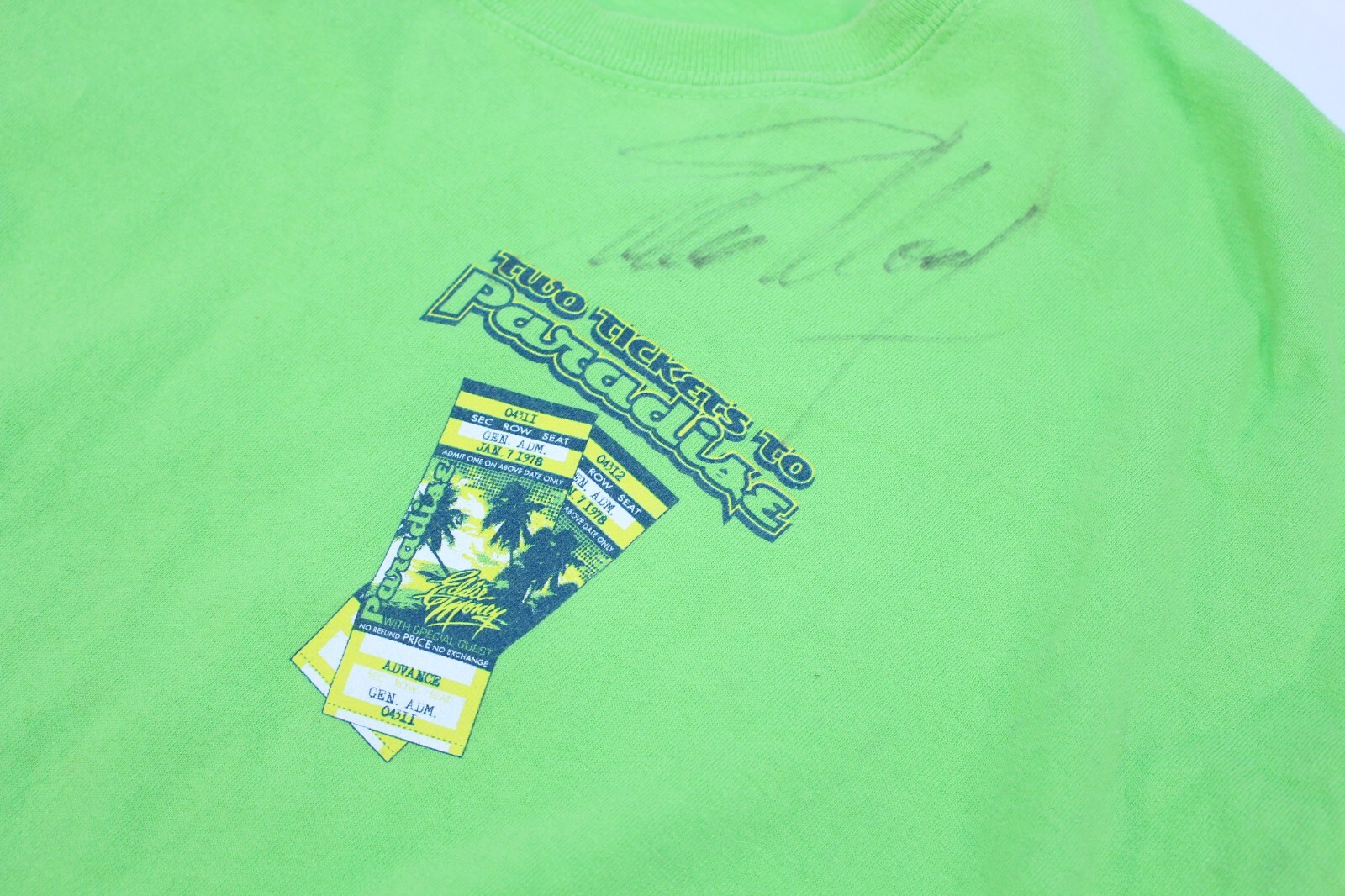 VTG Eddie Money Autograph Tour T-Shirt Tee 2XL Signature Band Auto Paradise Two