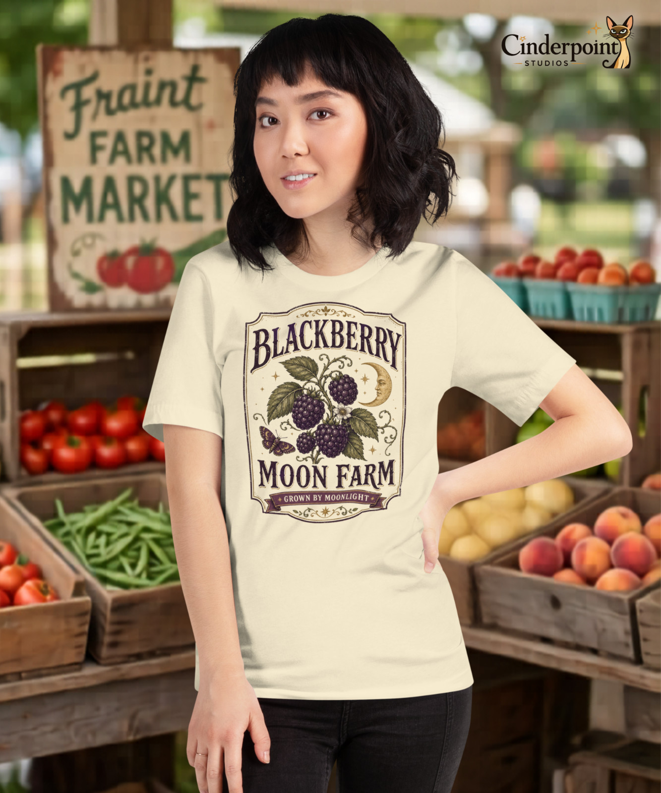 Blackberry Moon Farm Fruit Label T Shirt Cottagecore Witchy Soft Retro Tee XS-4X