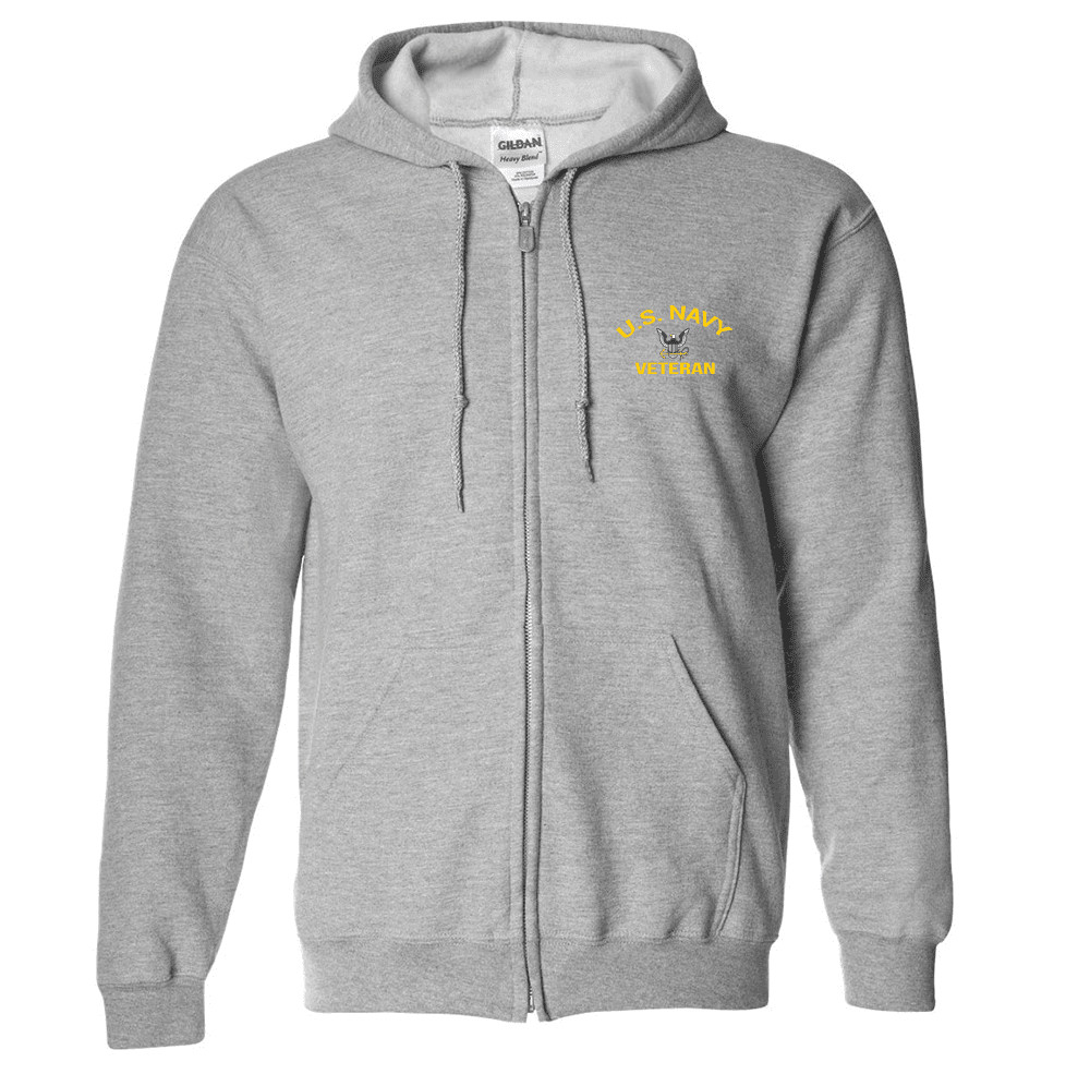 US Navy Veteran Full Zip Hooded Sweatshirt Officially Licensed