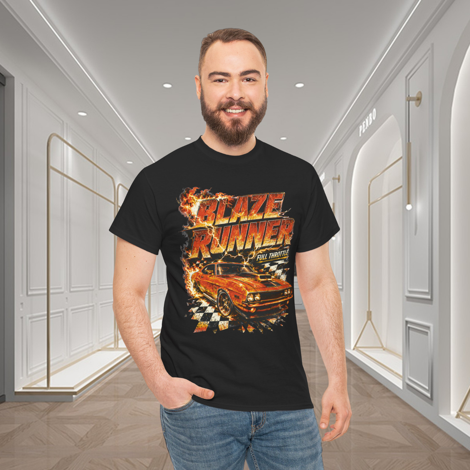 Blaze Runner Full Throttle Classic Muscle Car Graphic T-Shirt