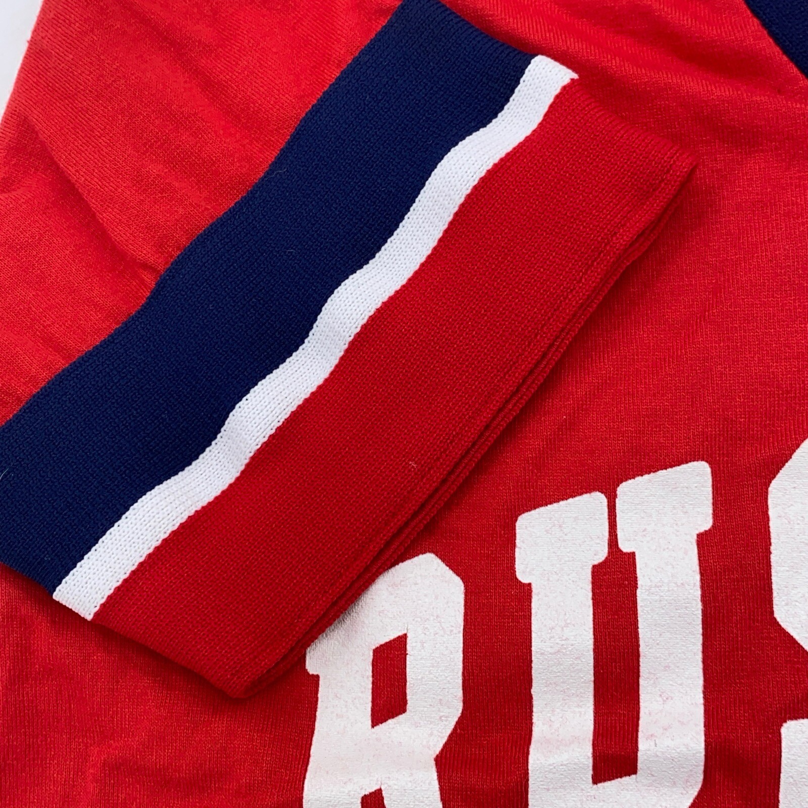 vtg 80s RUSSELL ATHLETIC BASEBALL JERSEY V NECK T-Shirt 2XS sports ringer