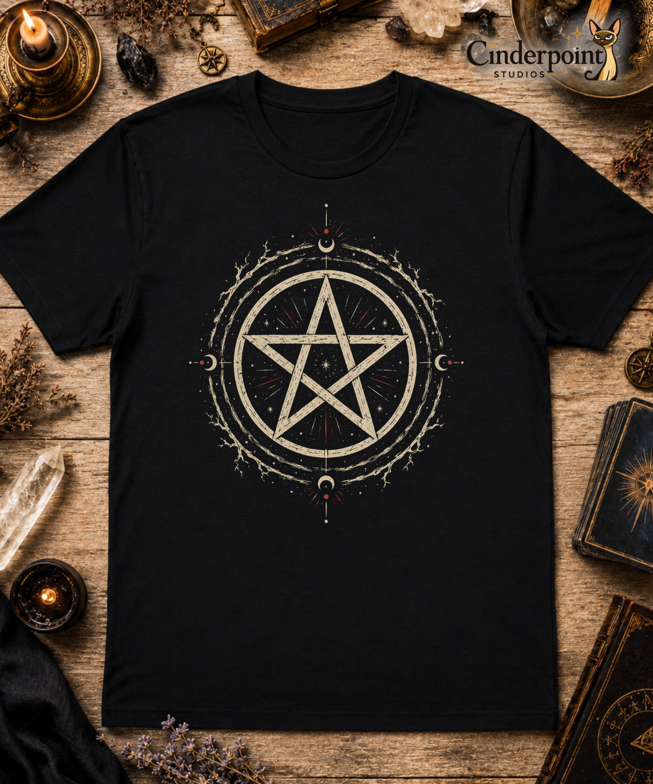 Pentacle Witchcraft T Shirt Occult Pagan Symbol Black Cotton Unisex Tee XS-5XL