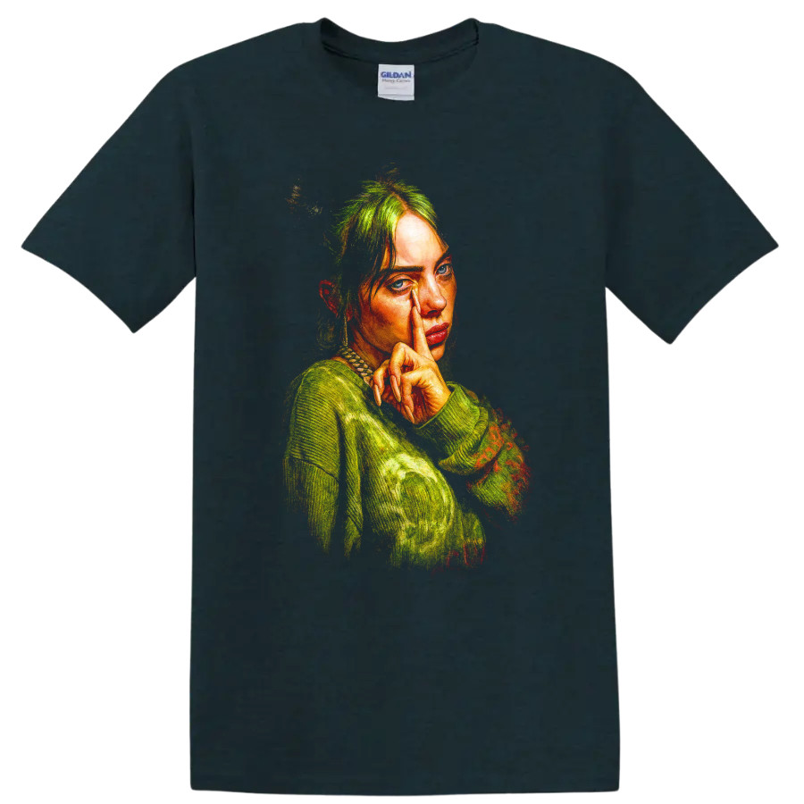 Billie Eilish Pointillist Portrait Music Fan Art T Shirt Colorful Pop Tee