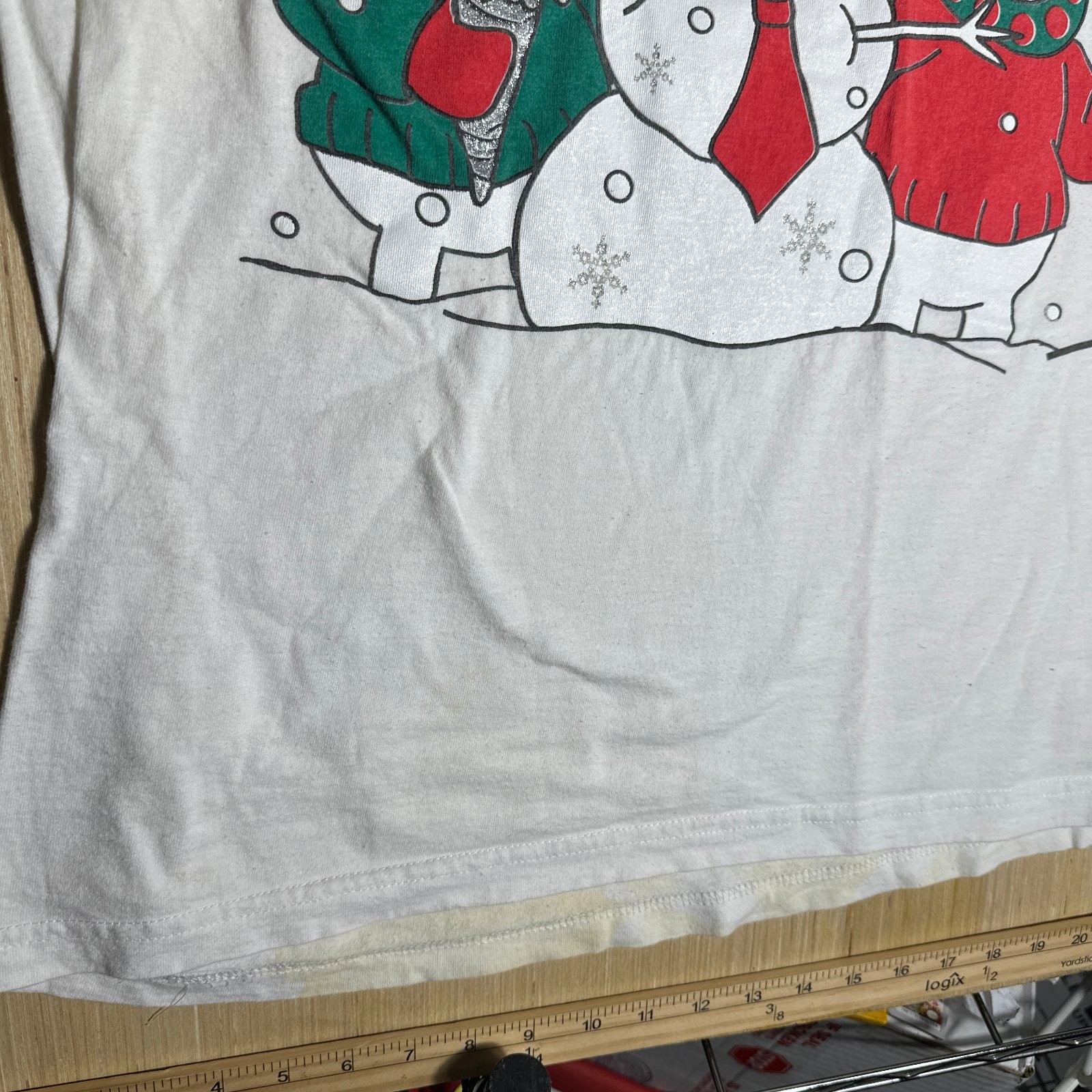 Vintage Christmas Let It Snow Shirt OSFA White Short Sleeve Men’s Graphic 90s