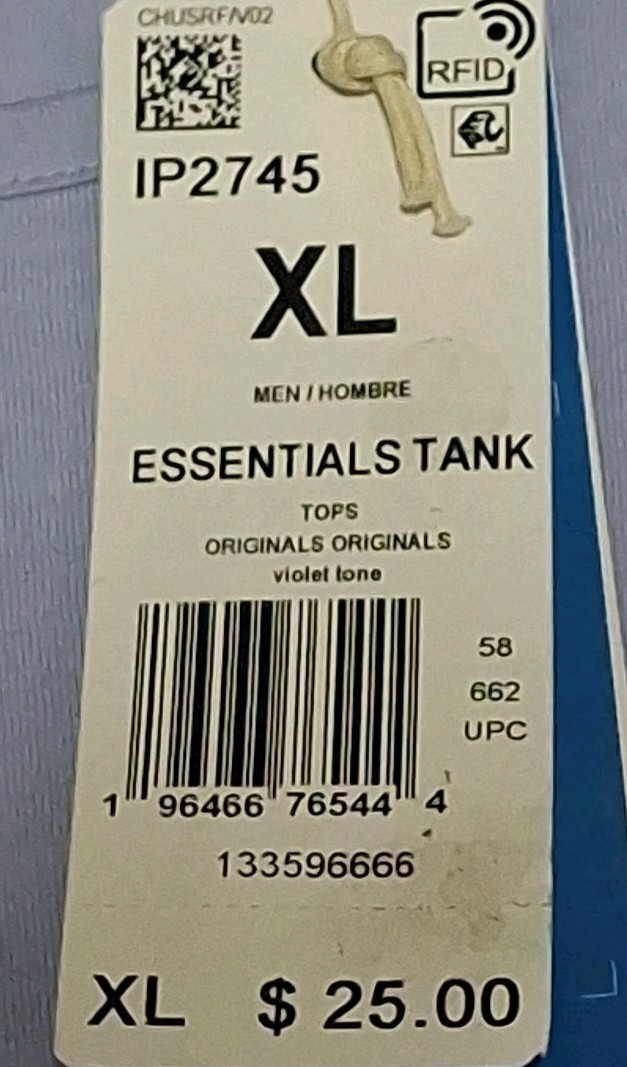 Adidas Originals Trefoil Mens’ XL IP2745 Essentials Tank Top, Violet Tone