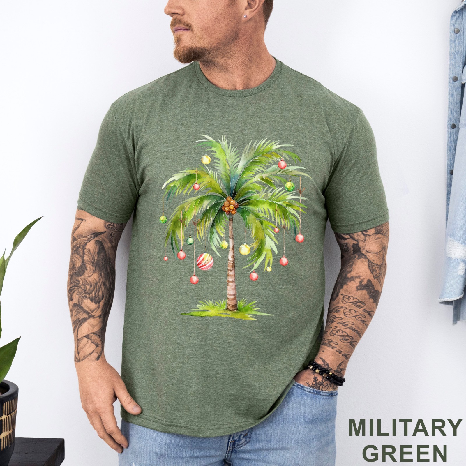 Christmas Palm Tree Shirt, Christmas Tree Tee, Tropical Palm Christmas, 203733