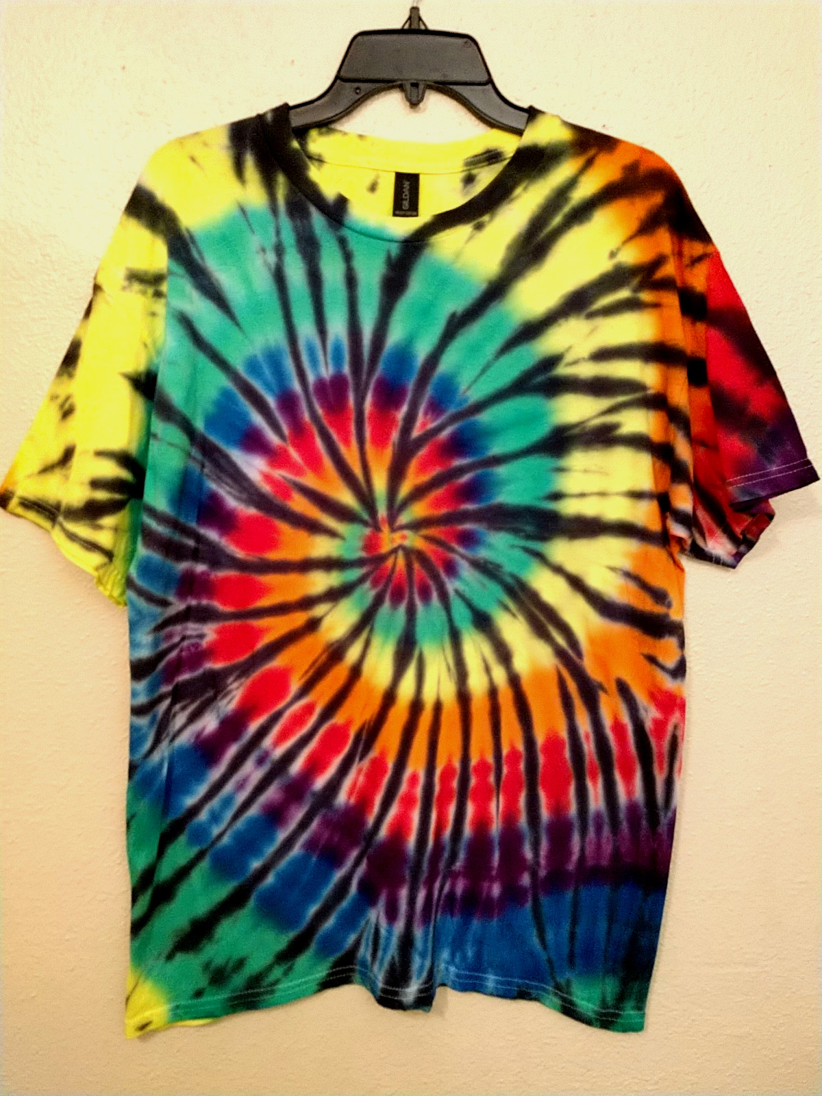 Handmade Spiral Tie Dye Shirt Unisex Men Women Sz L Hippie Cotton Gildan T120