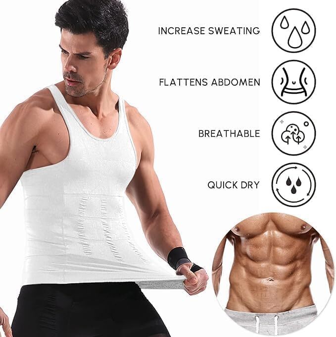 Men Slimming Body Shaper Shirt Chest Belly Tummy Control Vest Compression Tanks