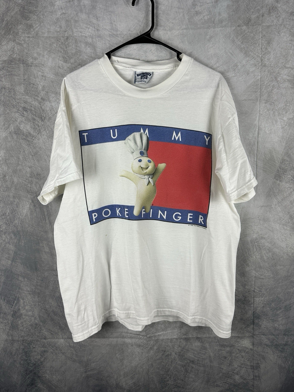Vtg Lee T-Shirt Mens Large Pillsbury Doughboy Tummy Poke Finger Parody Funny 96
