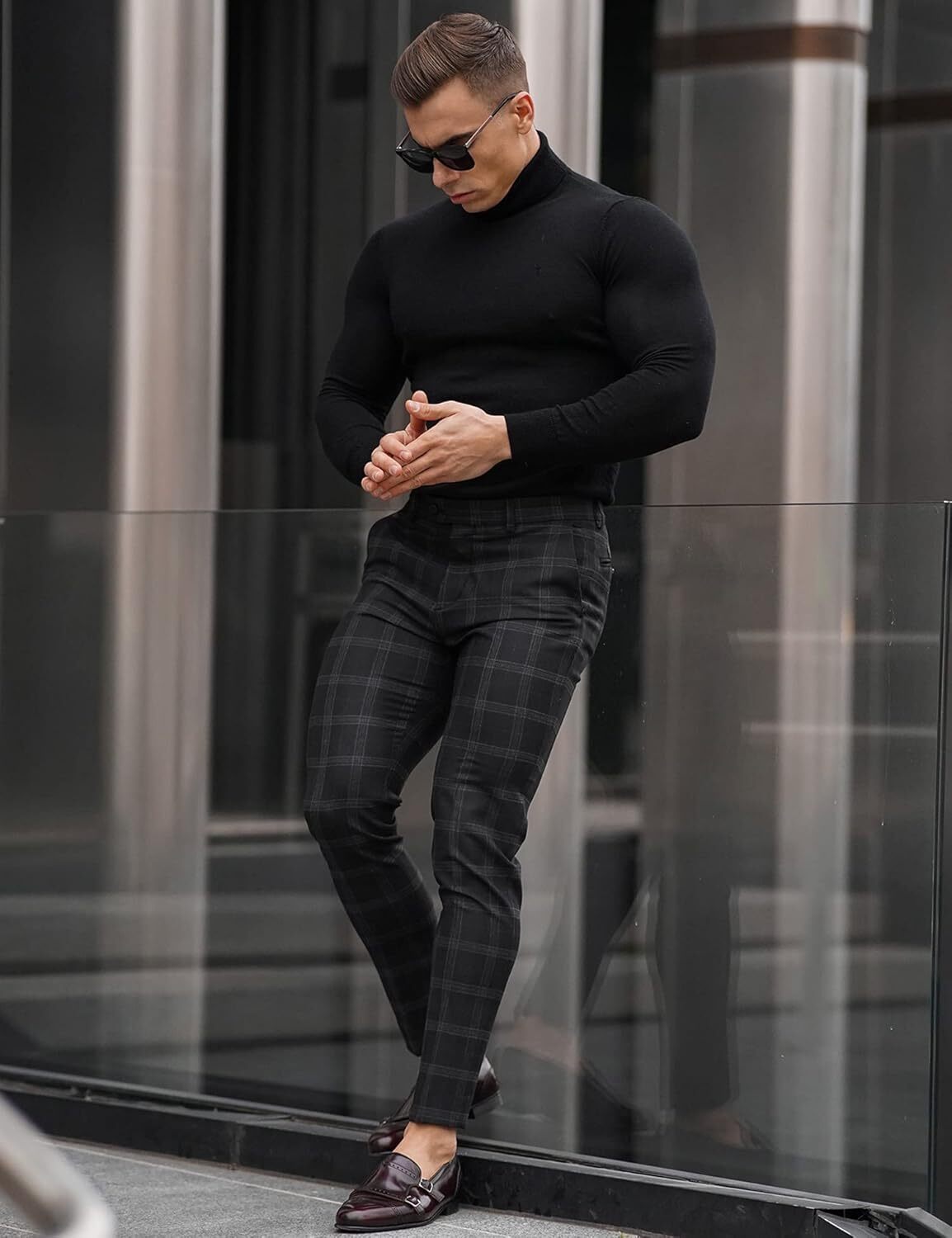 Men High-Neck Mock Turtleneck Solid Undershirt Long Sleeve Pullover Basic Layer