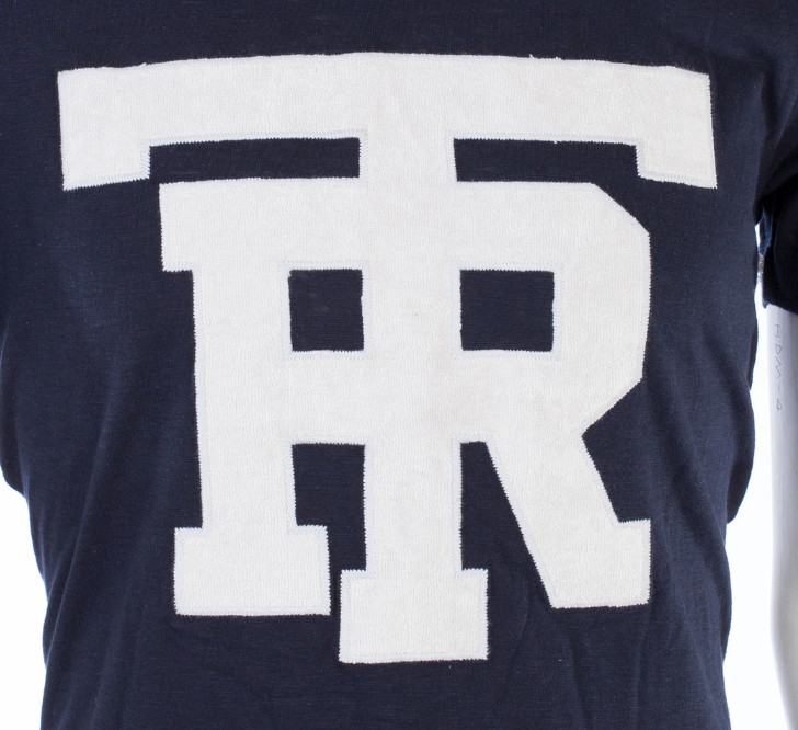 $79 TRUE RELIGION Navy UNIVERSITY OF TR Short Sleeve Applique Graphic T-shirt