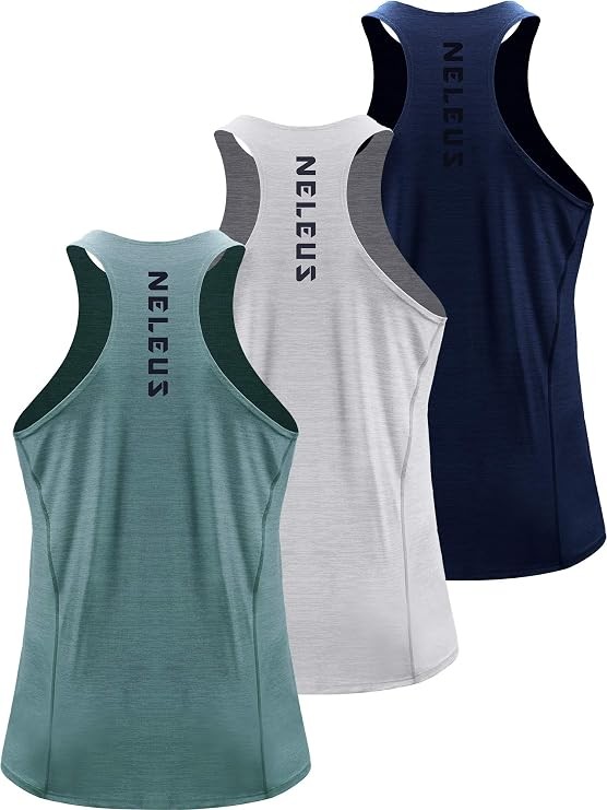Men’s 3 Pack Running Tank Tops Dry Fit Muscle Athletic Workout Shirts,5069,Na…