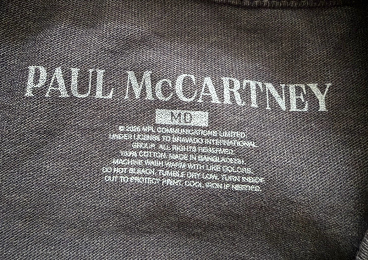 Paul McCartney Got Back Tour 2025 Merch Band Shirt City Stops Two Sided Medium