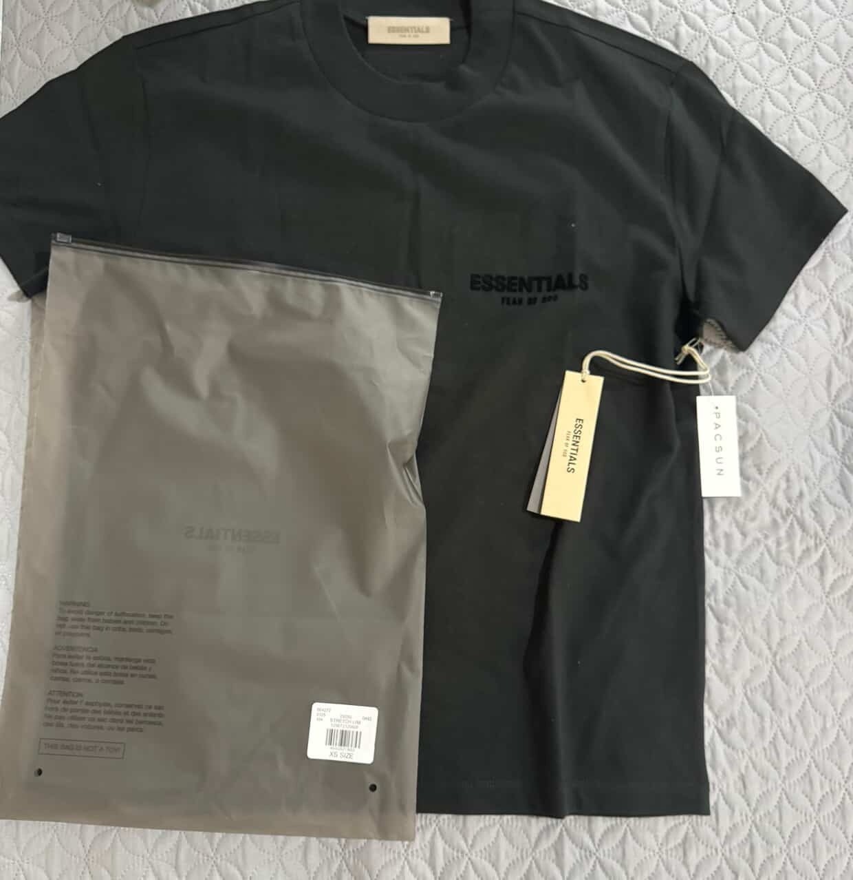 Fear of God Essentials Stretch Limo Black Short Sleeve T-Shirt Size X-Small (XS)