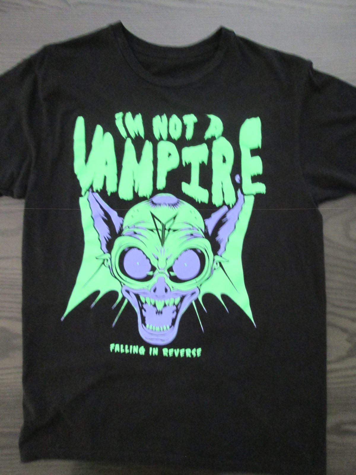 Falling In Reverse ~” I’m Not A Vampire :~T-Shirt Black W/Green & Purple Sz Med