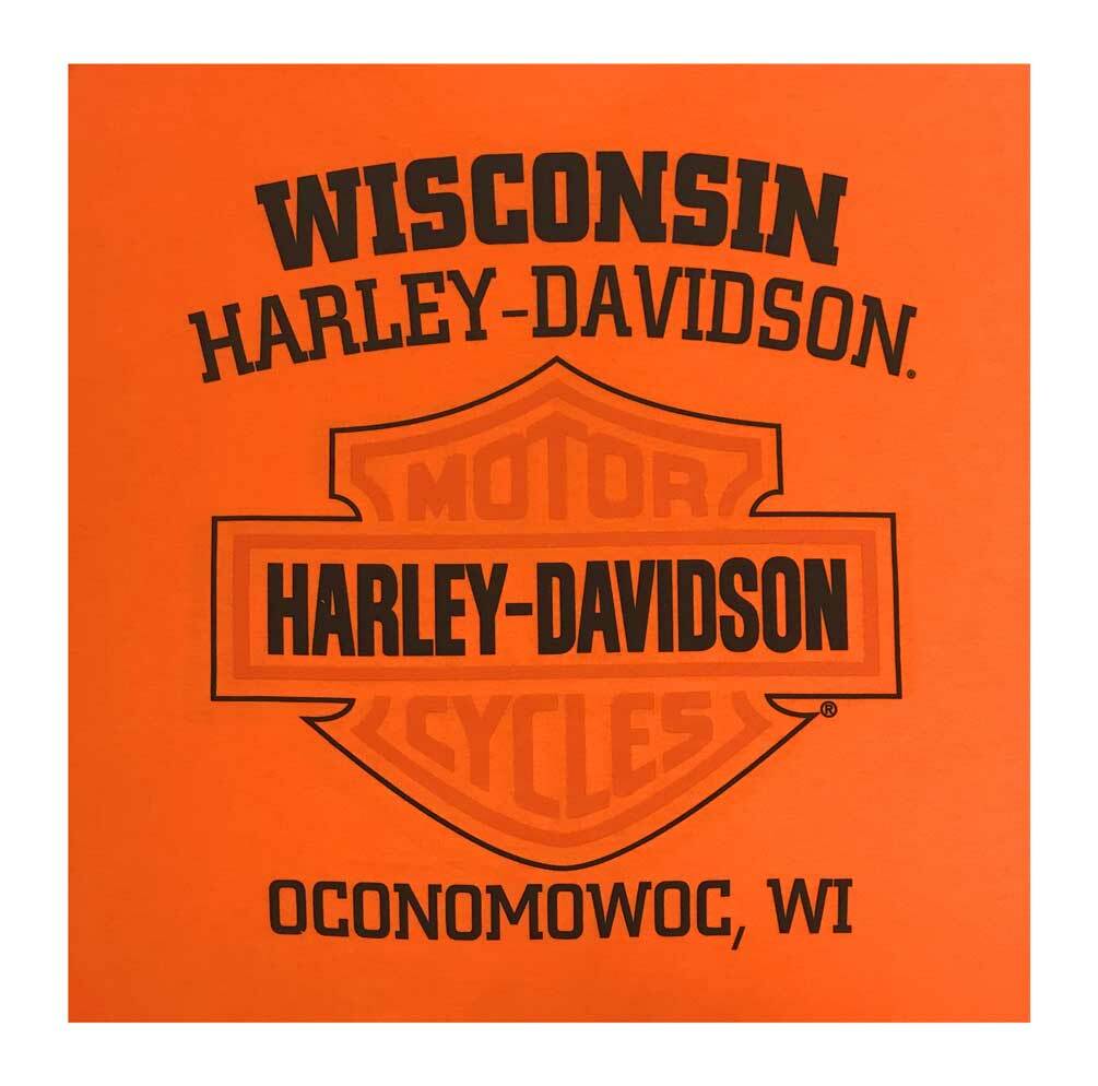 Harley-Davidson Men’s Bar & Shield Long Sleeve Crew-Neck Shirt, Safety Orange