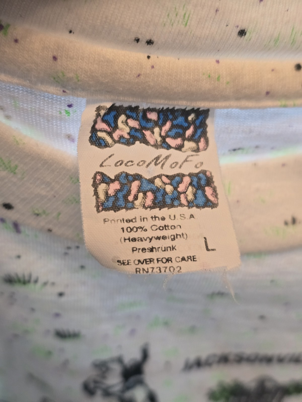 Vintage Florida AOP Shirt Single Stitch Large LocoMoFo Colorful Fun Map USA 90s