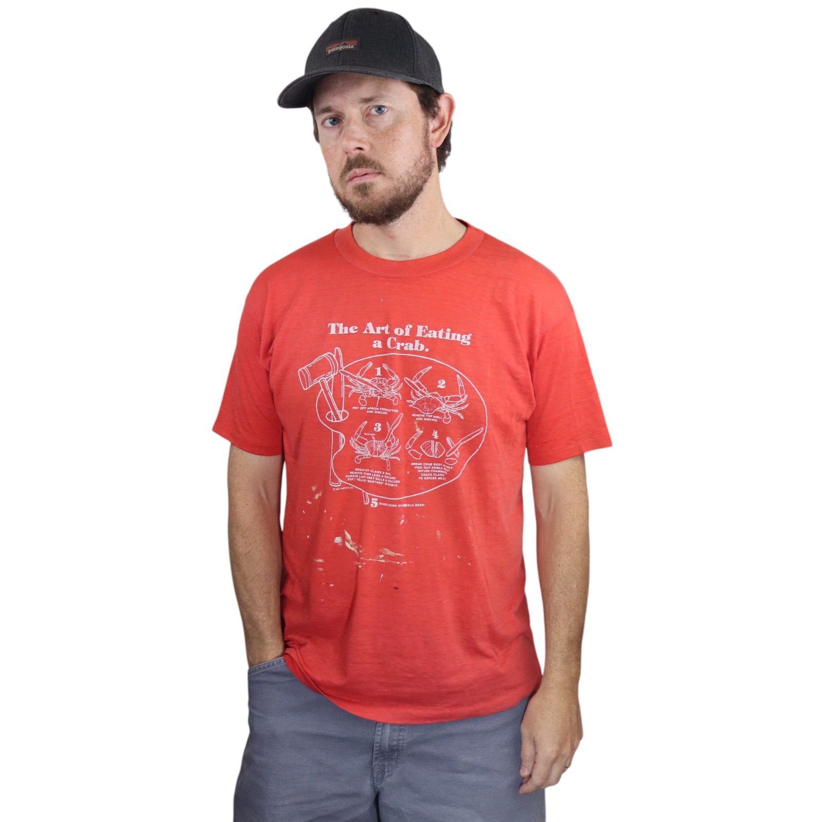 Vtg 80s Hanes “The Art of Eating a Crab” Fat Crab T-Shirt Mens XL Single Stitch