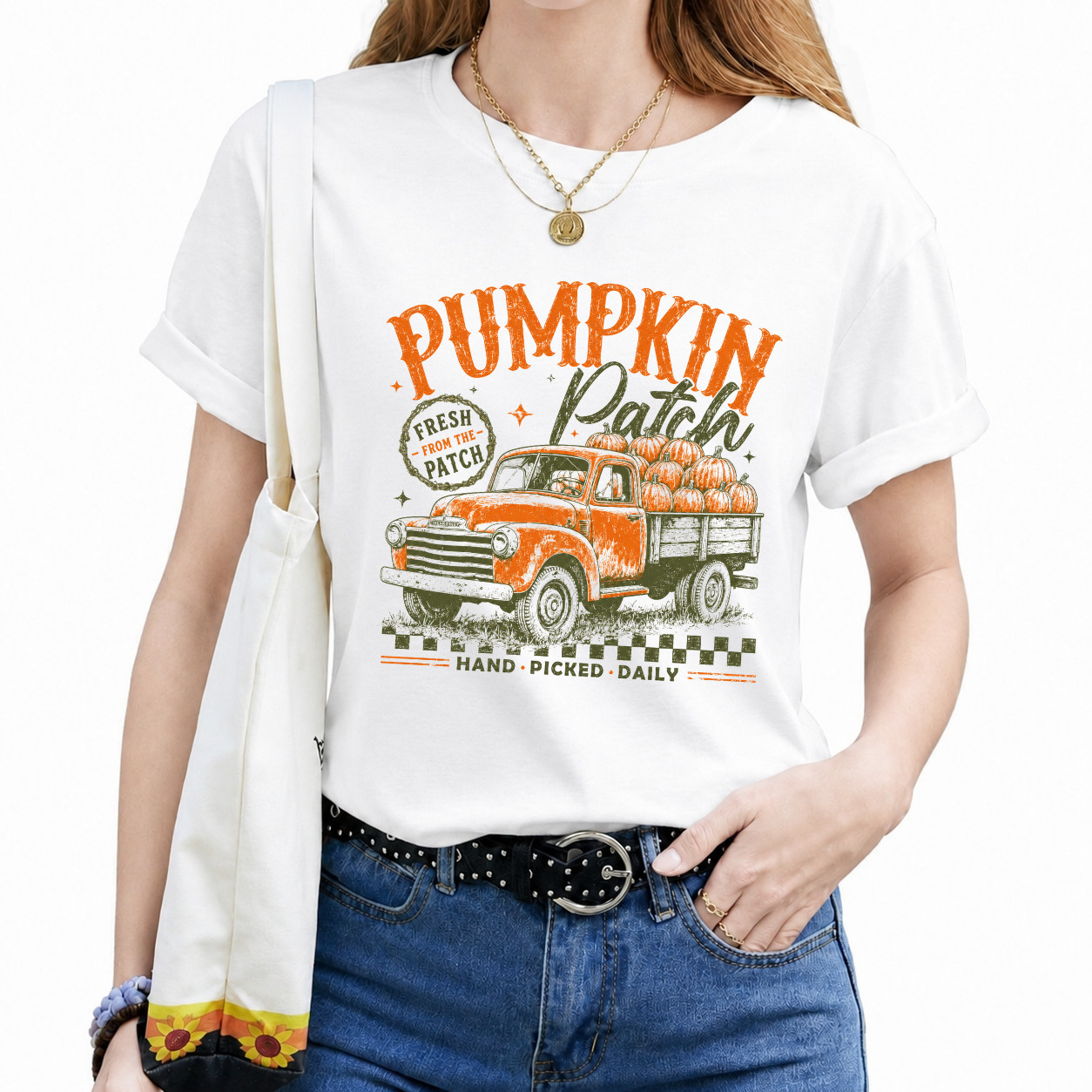 Pumpkin Patch Shirt Vintage Pickup Truck Fall Season Harvest Graphic T-Shirt