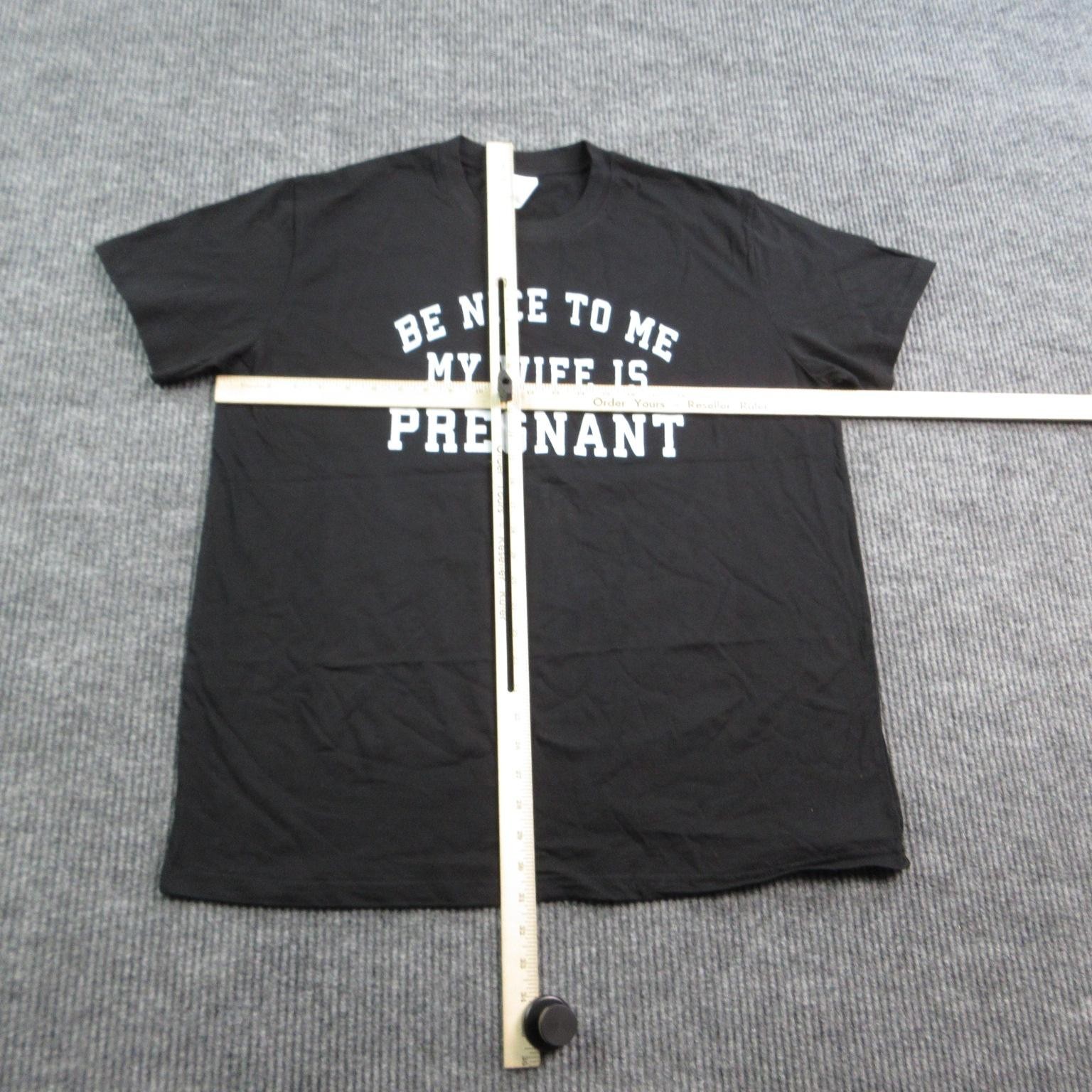 Be Nice To Me My Wife Is Pregnant Shirt Mens 2XL Black Funny HALOO Graphic Tee