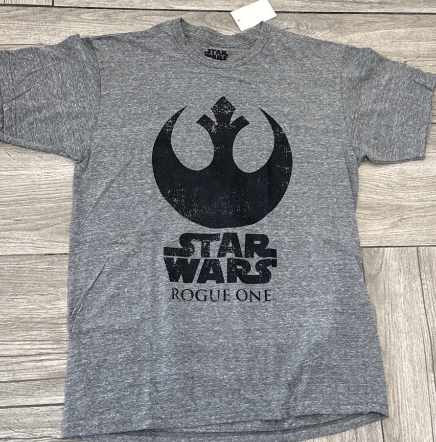 2017 Star Wars Rouge One Distressed Logo Style Tee Licensed T-Shirt Size Medium