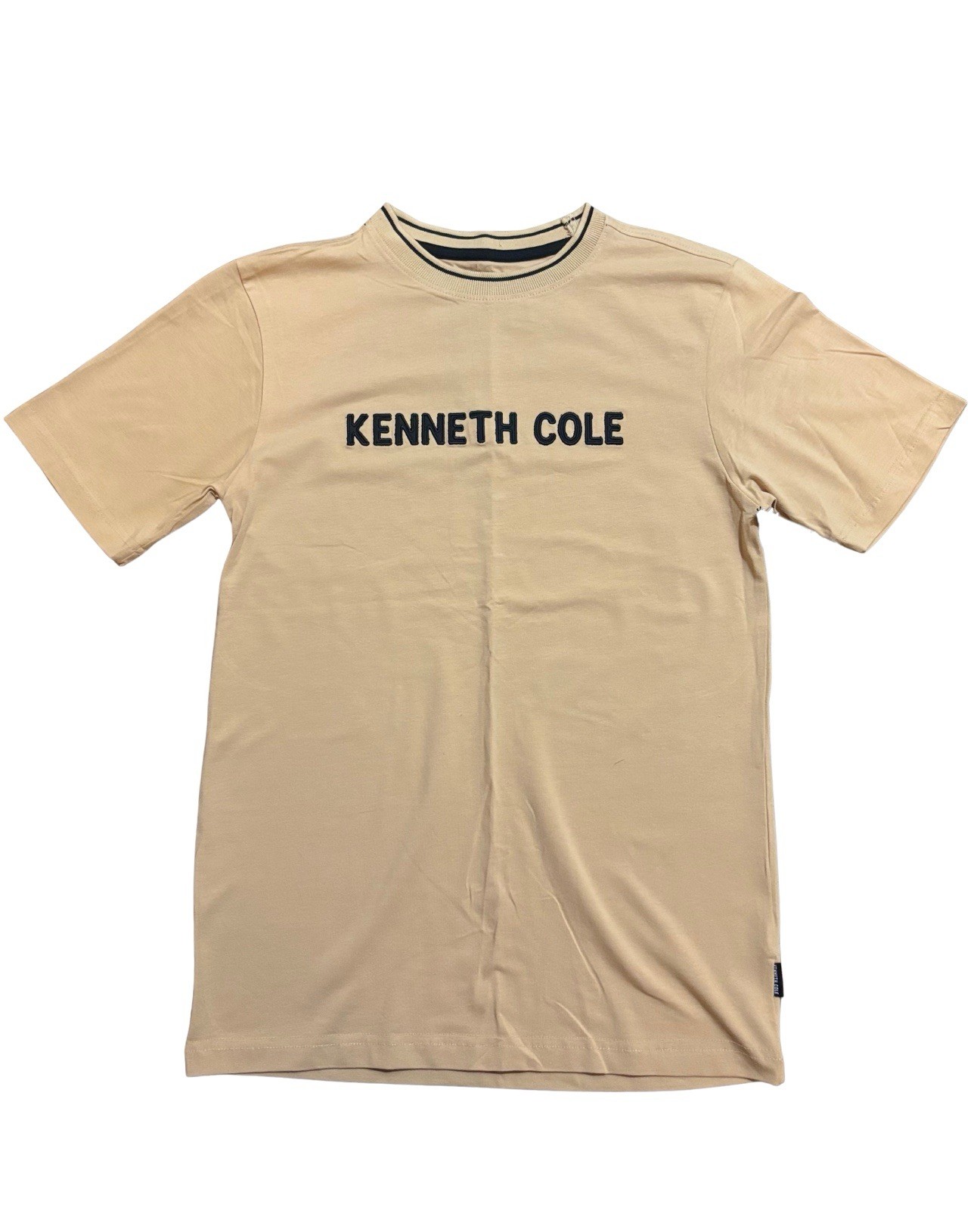 Kenneth Cole Beige Logo Crew Neck Short Sleeve Cotton T-Shirt Teens M/L
