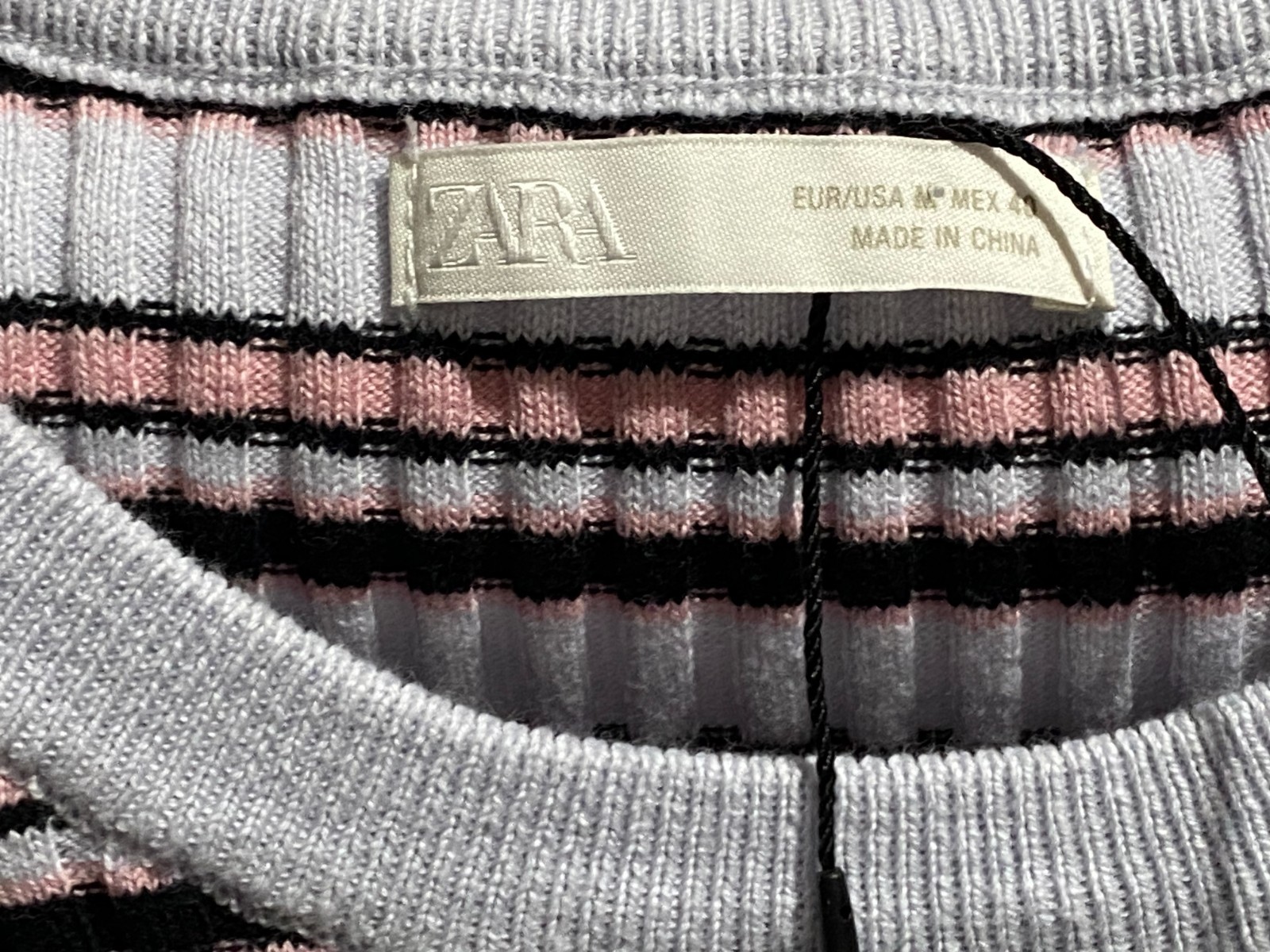 Men Zara Rib Chunky Cotton Fitted Striped Retro Preppy Party Sweater Tee Top M