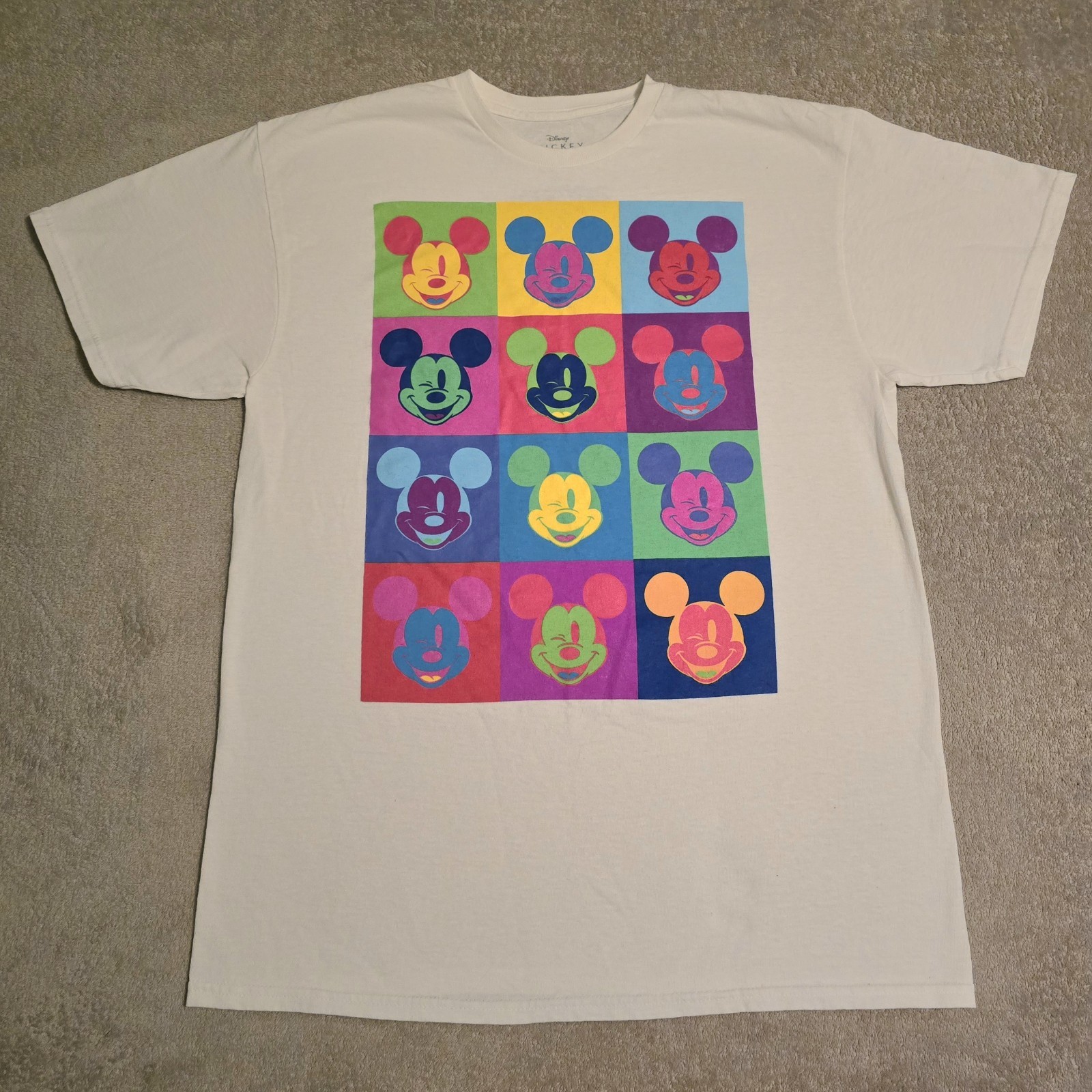Disney Mickey Mouse Multicolor Pop Art Design Unisex T-shirt Size Large