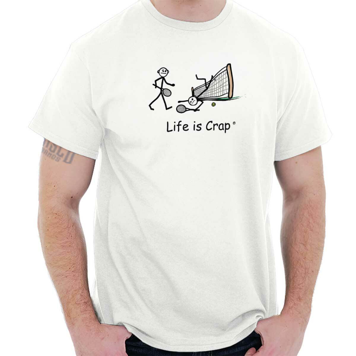 Life is Crap Tennis Net Fail Sports Athletic Womens or Mens Crewneck T Shirt Tee