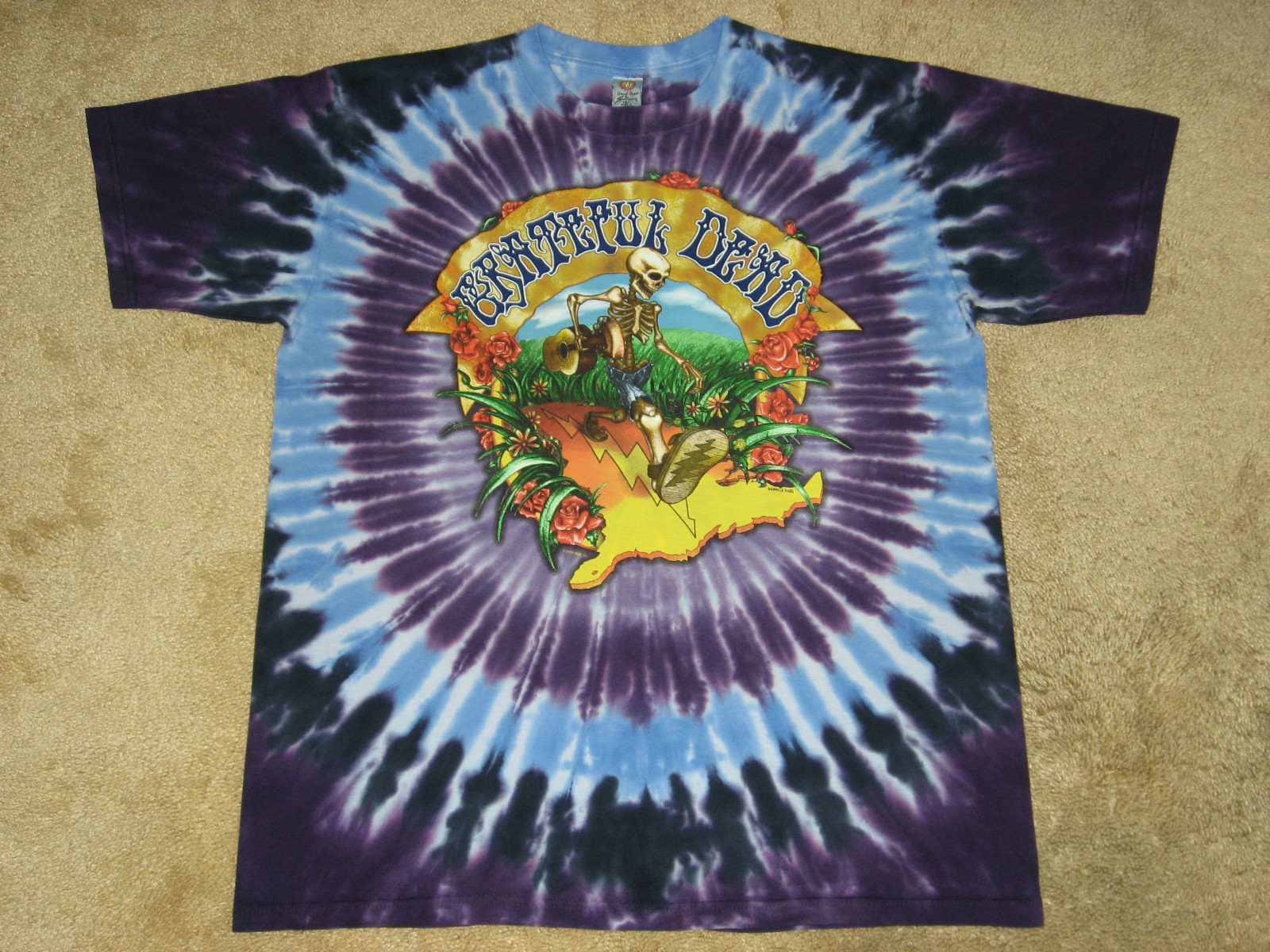 Grateful Dead Walking Coast to Coast M, L, XL, 2XL, 3XL, 4XL Tie Dye T-Shirt