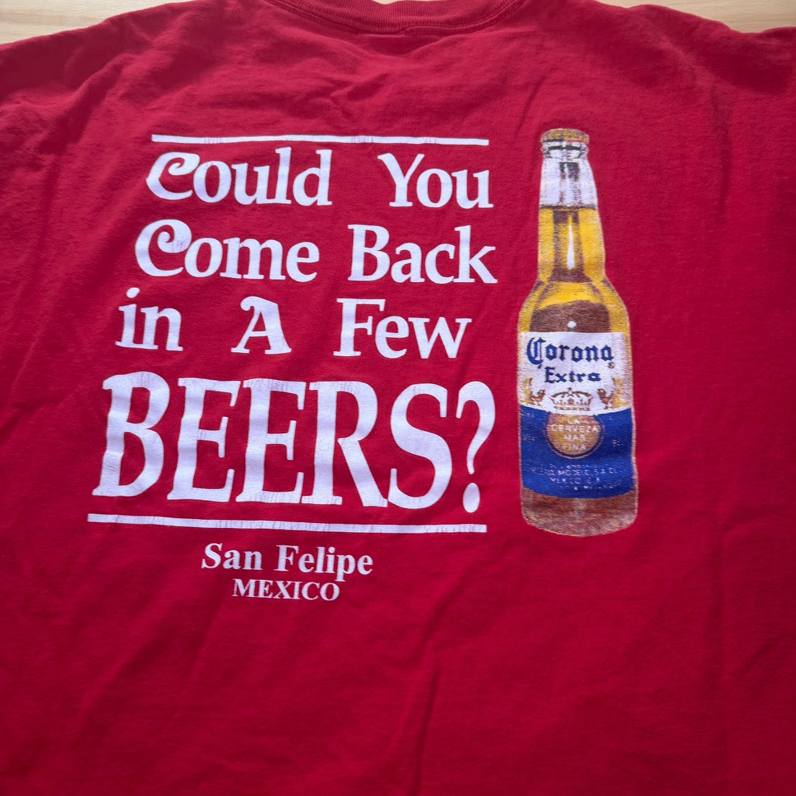 Vintage 2000s Corona Extra Beer San Felipe Mexico Red Graphic T-Shirt Men’s XXL