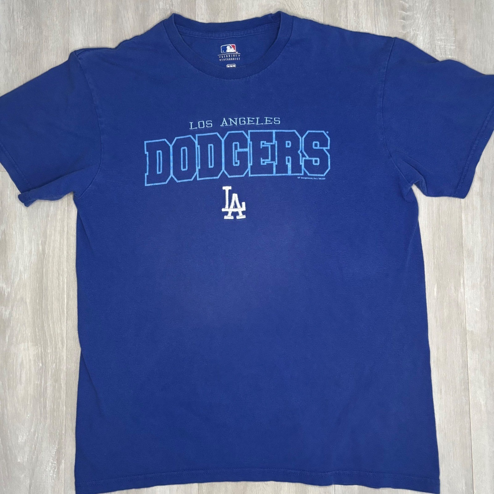 MLB Los Angeles Dodgers T-Shirt Men Medium Blue LA Embroidered Logo Short Sleeve
