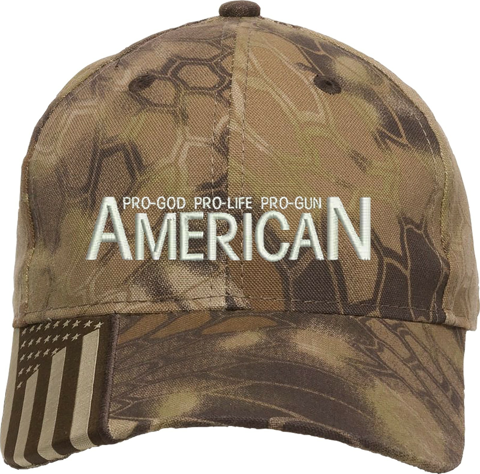 ProGod ProLife ProGun 1Col Embroidered Structured Adjustable US Flag on bill Hat
