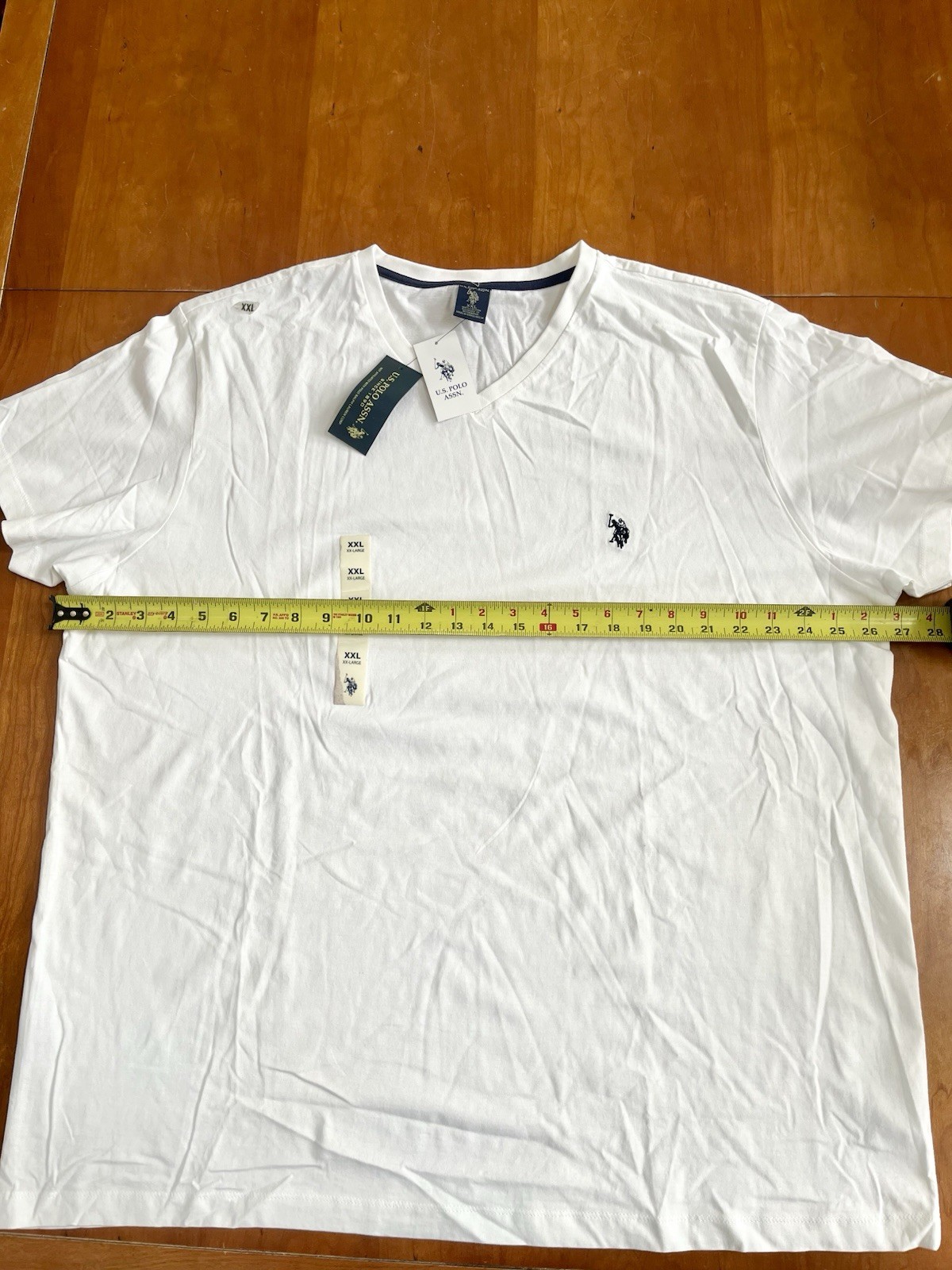 NWT U.S. Polo Assn. Men’s Solid V-Neck Short Sleeve Cotton T-Shirt in White, XXL