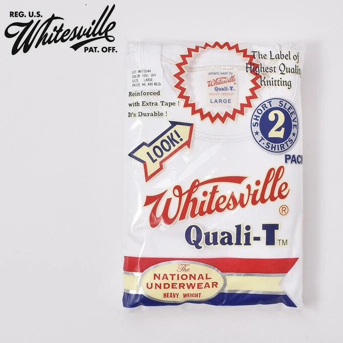 WHITESVILLE 2-PACK T-SHIRT WV73544 White Navy Toyo Enterprise MADE IN JAPAN