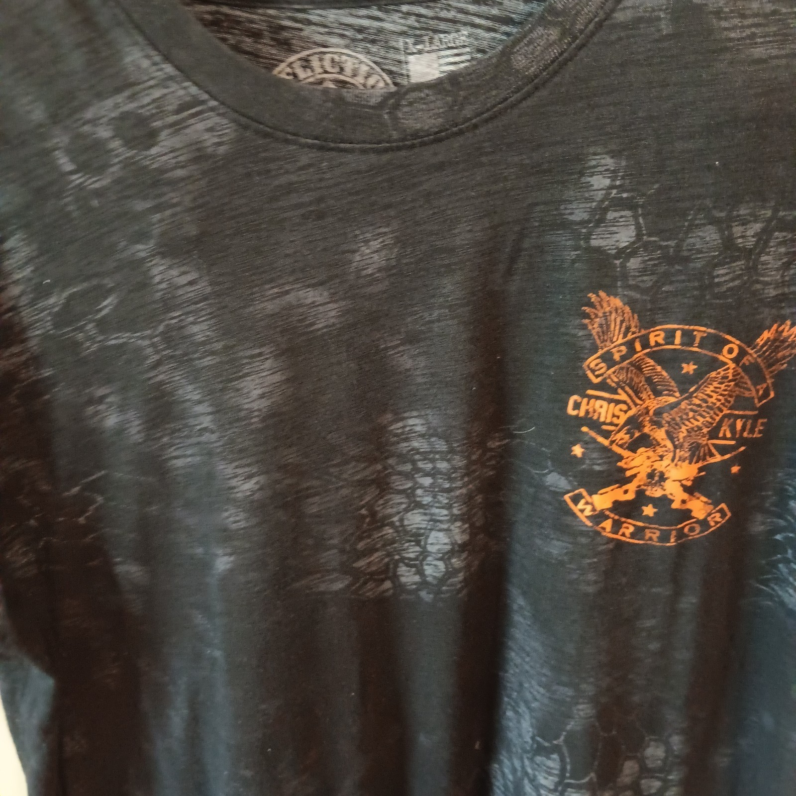 Affiction Chris Kyle Black & Orange T-Shirt, Size XL