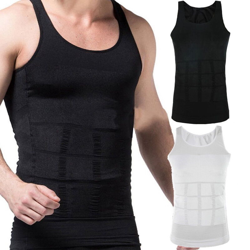 Men Compression Shirts Shapewear Vest Body Shaper Abs Abdomen Slim Elastic Tank
