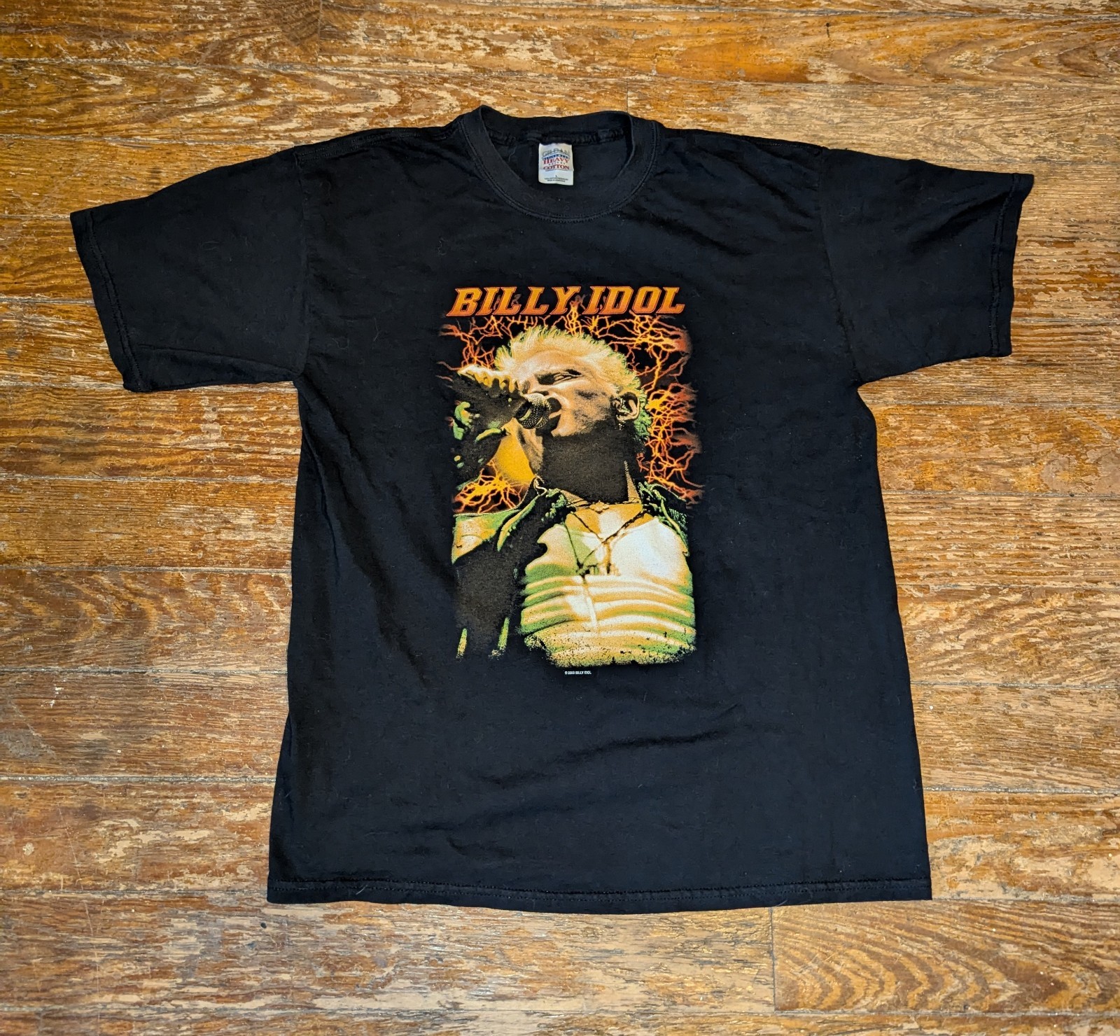 Vtg Y2K 03 Billy Idol Rock Tour Shirt Gildan Heavy L Punk Double Sided Graphic