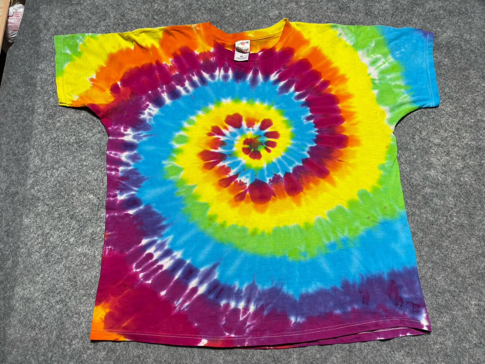 VINTAGE XL Tie Dye Colorful Swirl FOTL Shirt Blank Skater Grunge Dance Rave