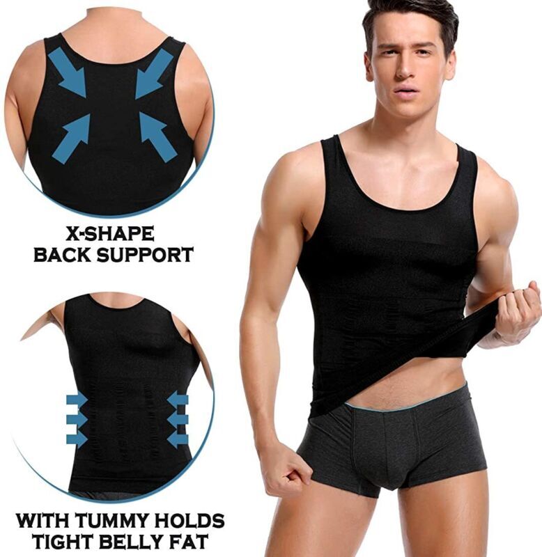 Gynecomastia Moobs Compression Vest Shirts Men Tank Top Slimming Body Shaper US