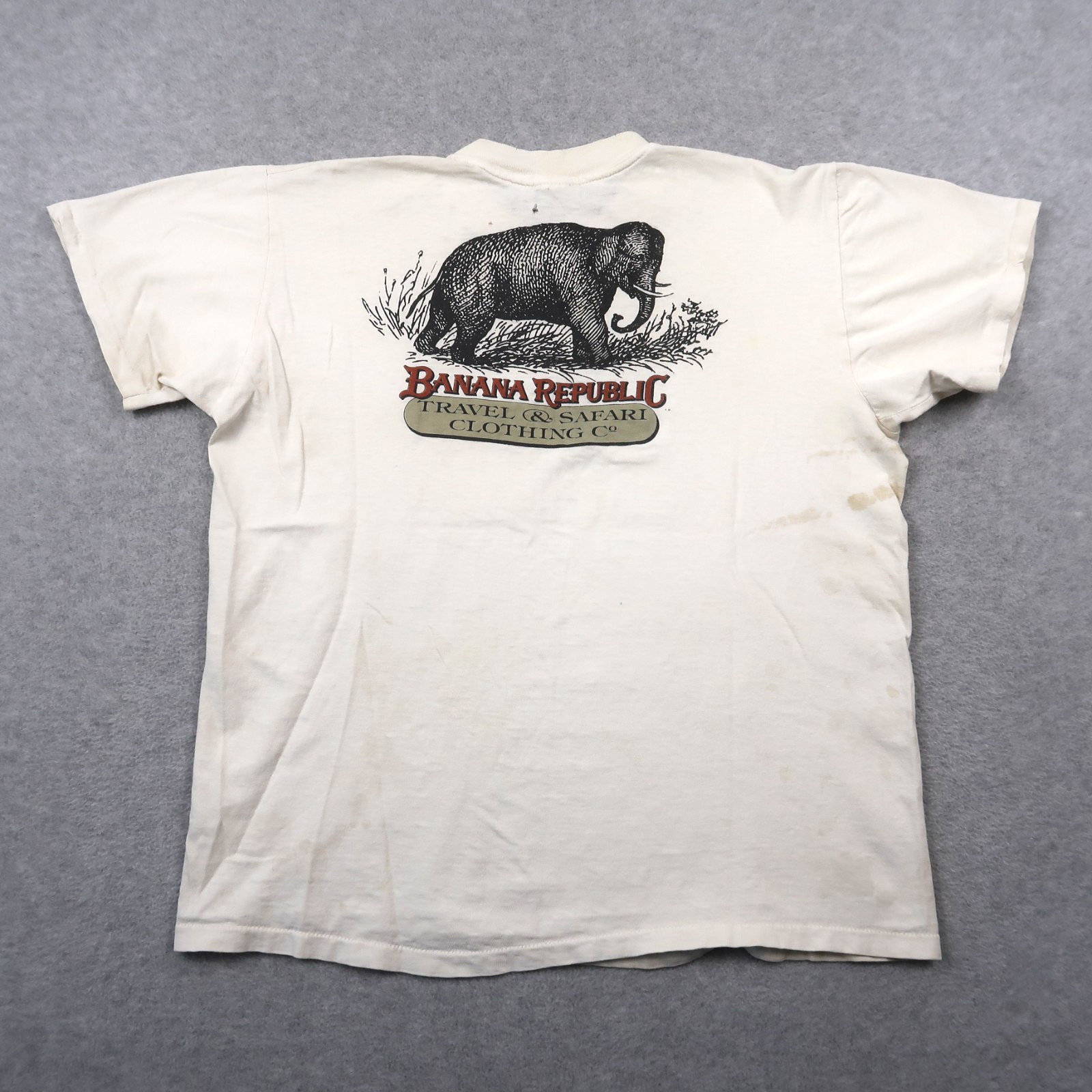 Vintage Banana Republic Elephant Safari Graphic Single Stitch Pocket T-Shirt L
