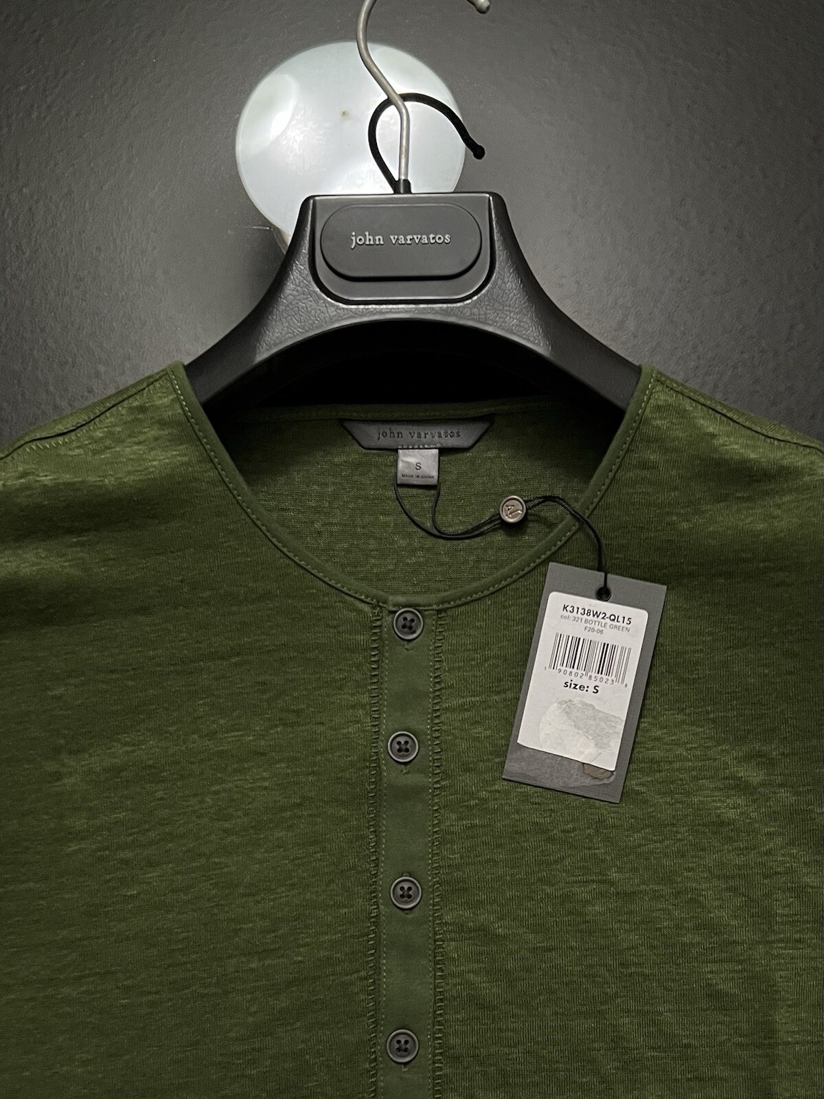 John Varvatos Collection Luxury Henley – Mercerized Linen – Raw Edges – Vtg 2020